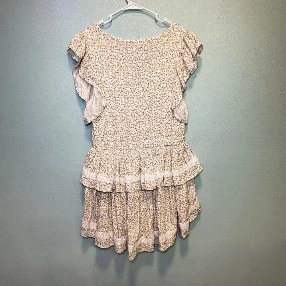 Women's Sokoe Collective White Yellow Floral Ruffle Cottagecore Prairie Dress M - Picture 9 of 11